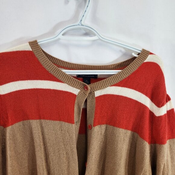 Tommy Hilfiger Womens Wide Stripe Relaxed Fit Cardigan Sweater XL - Picture 5 of 11